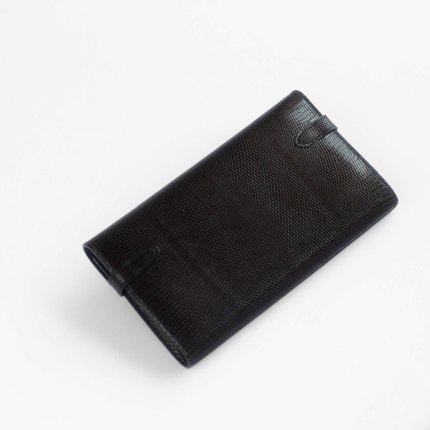 HERMÈS - KELLY WALLET BLACK LIZARD PALLADIUM HARDWARE