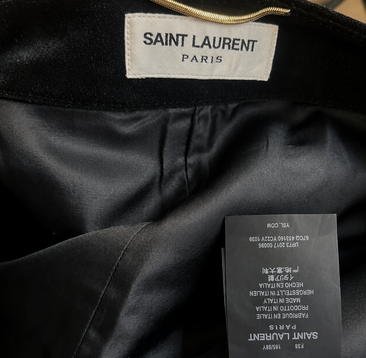 SAINT LAURENT - SKIRT MINI SUÈDE LEATHER STUDDED BLACK SIZE 38 FR