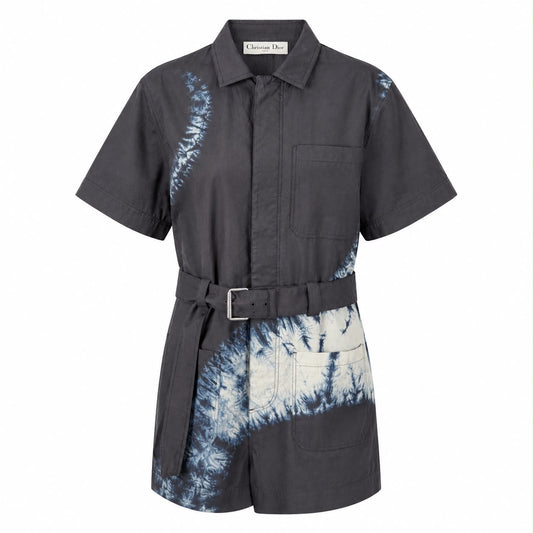 DIOR - JUMPSUIT BLUE TIÈ-DYE COTTON SIZE 36 FR