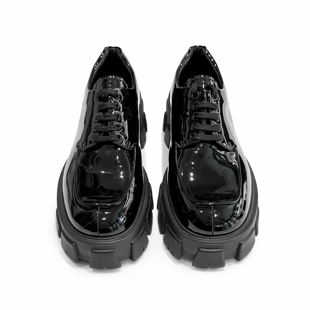 PRADA - *NEVER WORN* SHOES DERBY MONOLITH BLACK PATENT SIZE 40 EU