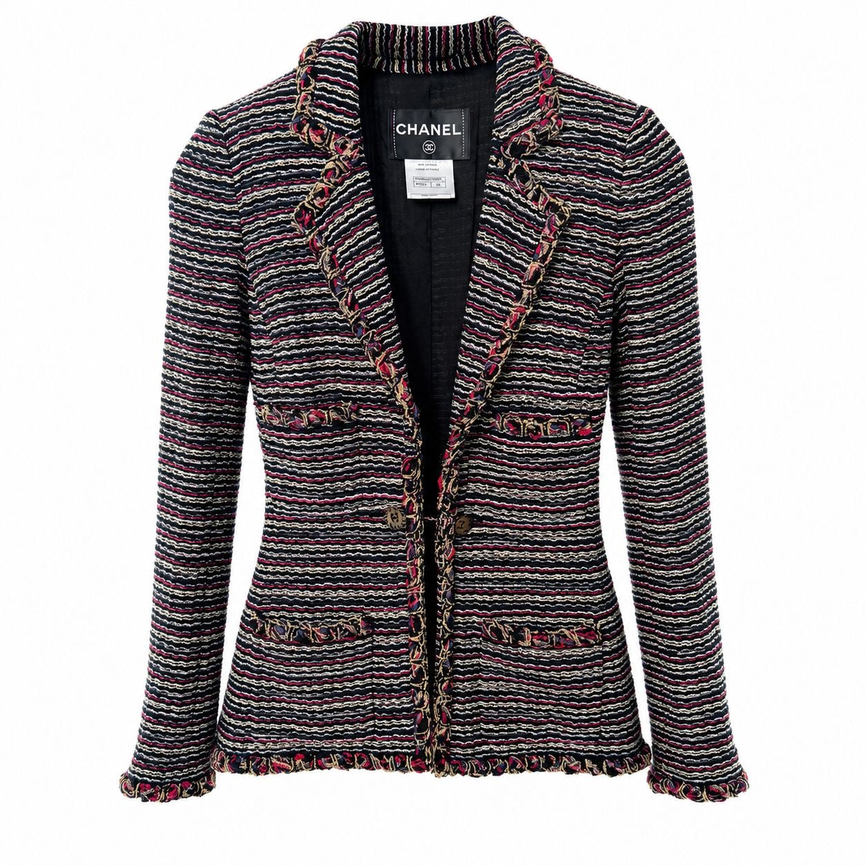 CHANEL - BLAZER MULTICOLOR GOLD CC SUN CLOSURE SIZE 34 FR
