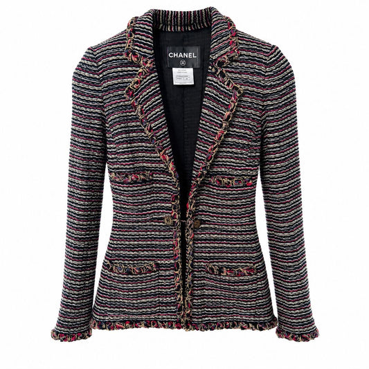 CHANEL - BLAZER MULTICOLOR GOLD CC SUN CLOSURE SIZE 34 FR