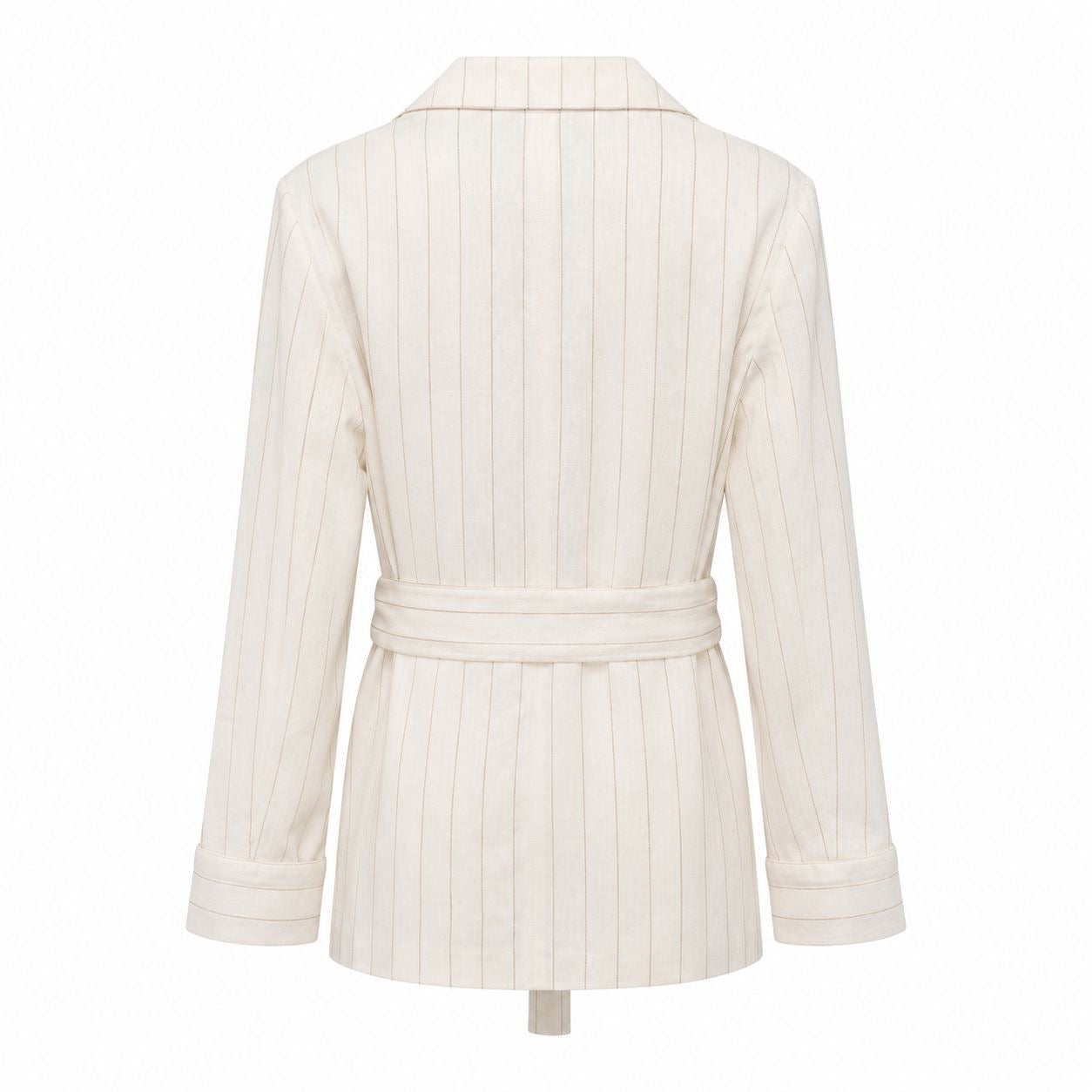 LORO PIANA - BLAZER LINEN STRIPED MILKY AND LIGHT BROWN WITH BELT SIZE 38 IT