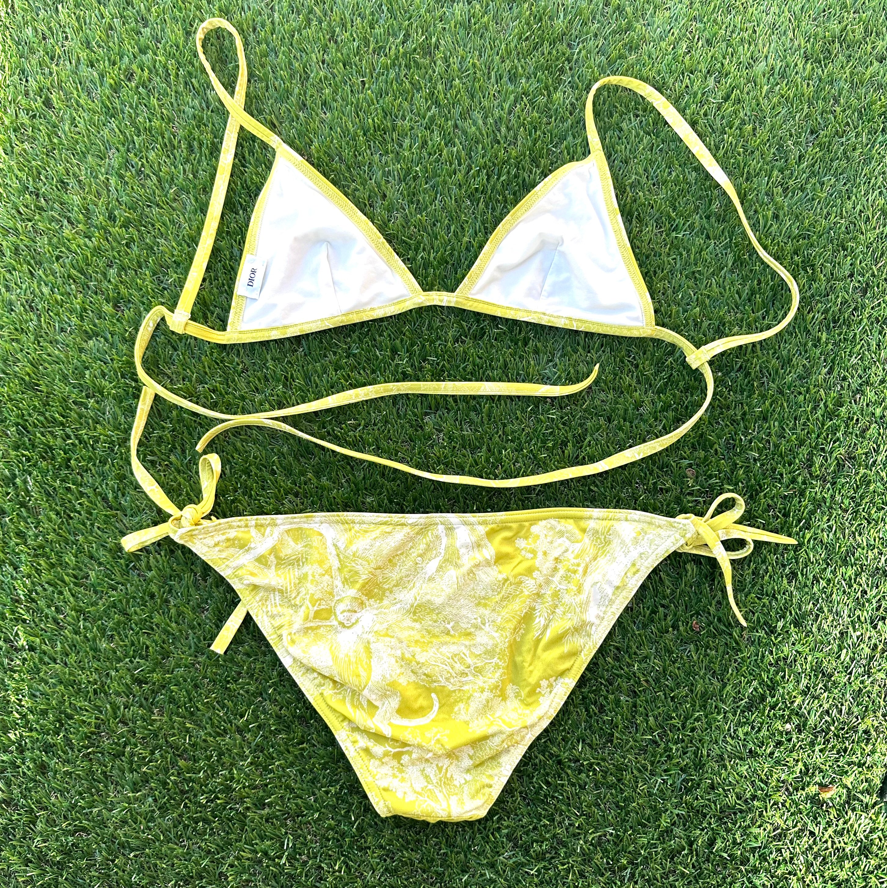 CHRISTIAN DIOR TWO PIECES BIKINI TOILE DE JOUY LIME SIZE S