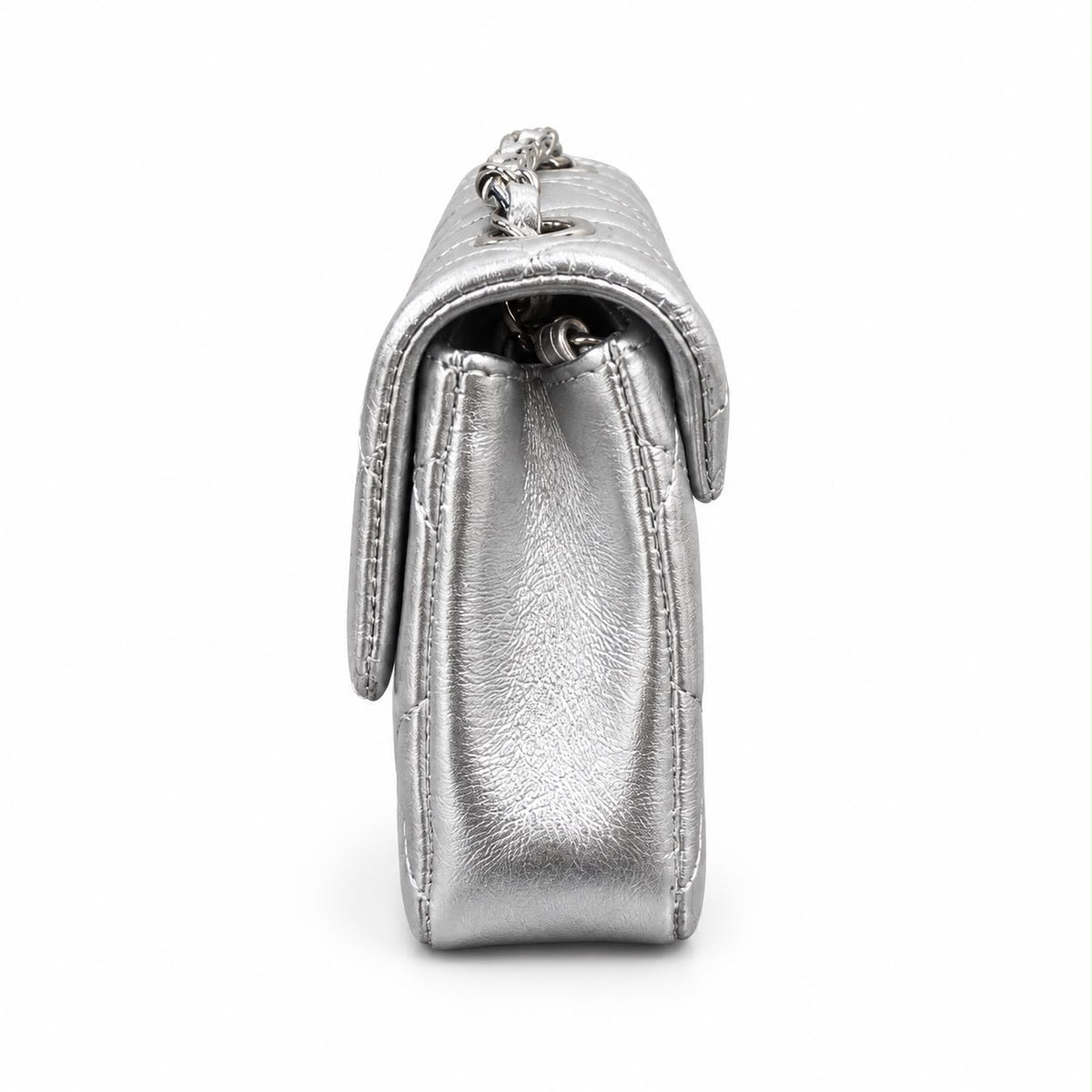 CHANEL - *NEW* BAG CLASSIC FLAP MINI SILVER LAMBSKIN SILVER HARDWARE