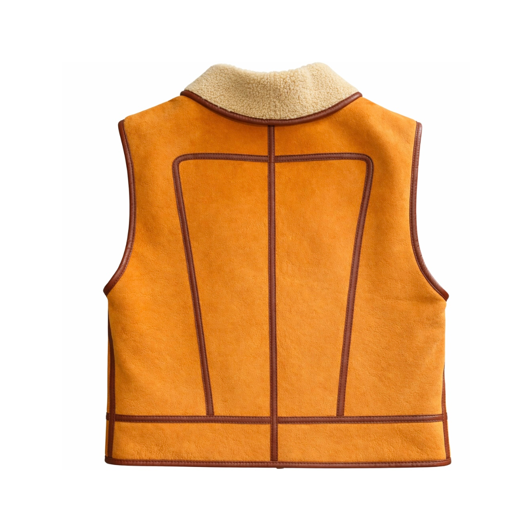 CÉLINE - *BRAND NEW* VEST ORANGE MOUTON LEATHER 38 FR