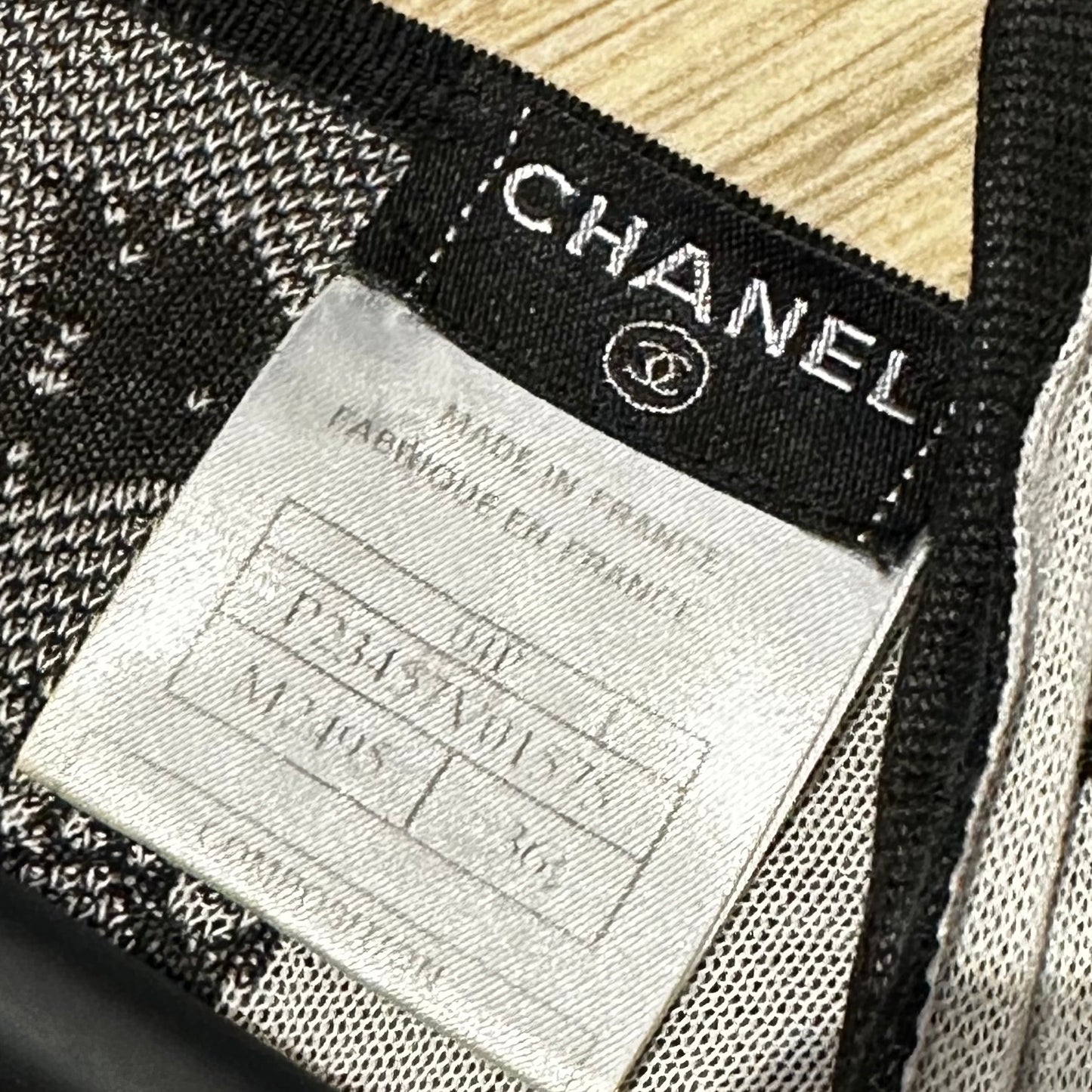 CHANEL - DRESS MIDI BLACK WITH WHITE CAMELLIAS SIZE 36 FR