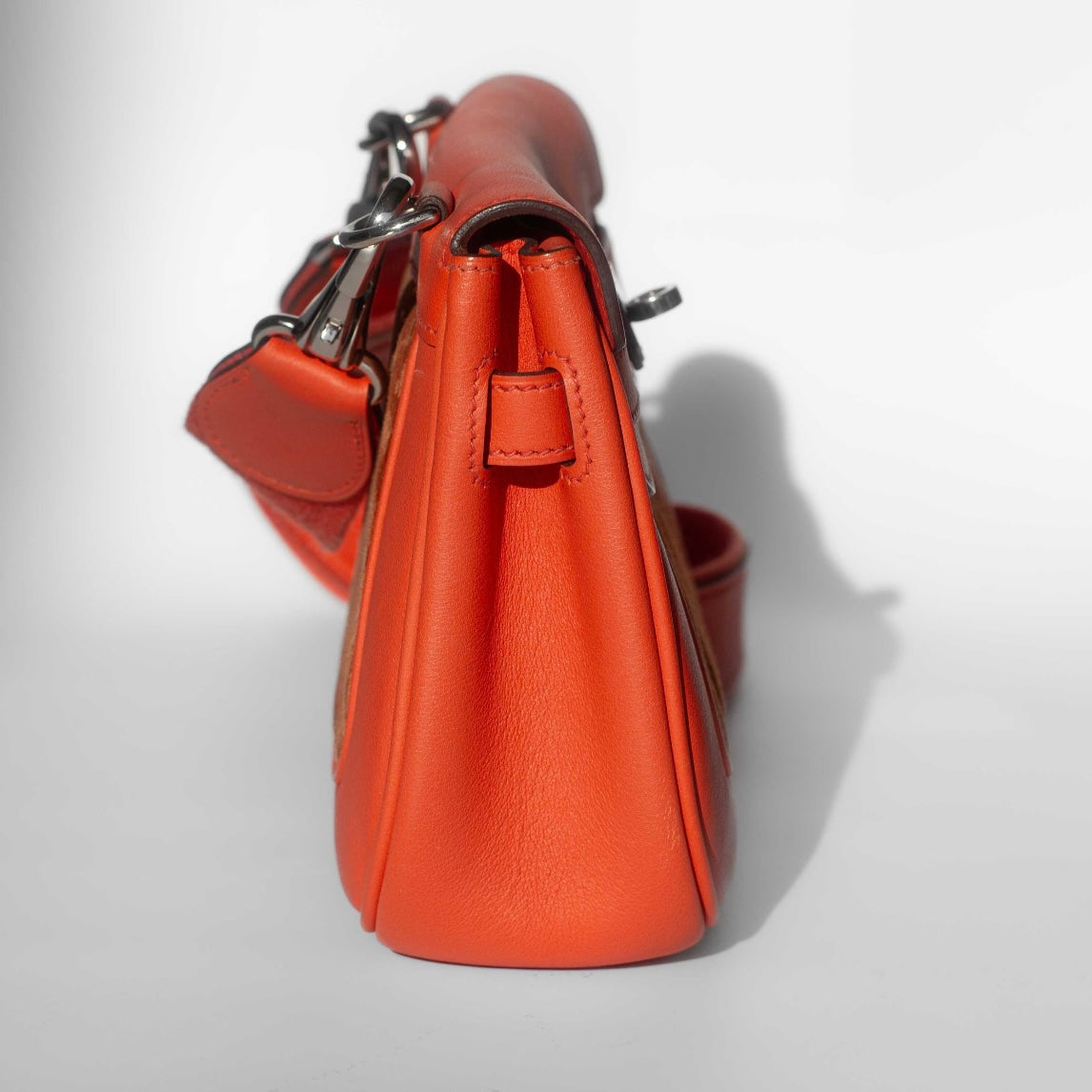 HERMÈS - BERLINE CROSSBODY BAG ORANGE LEATHER & SUEDE