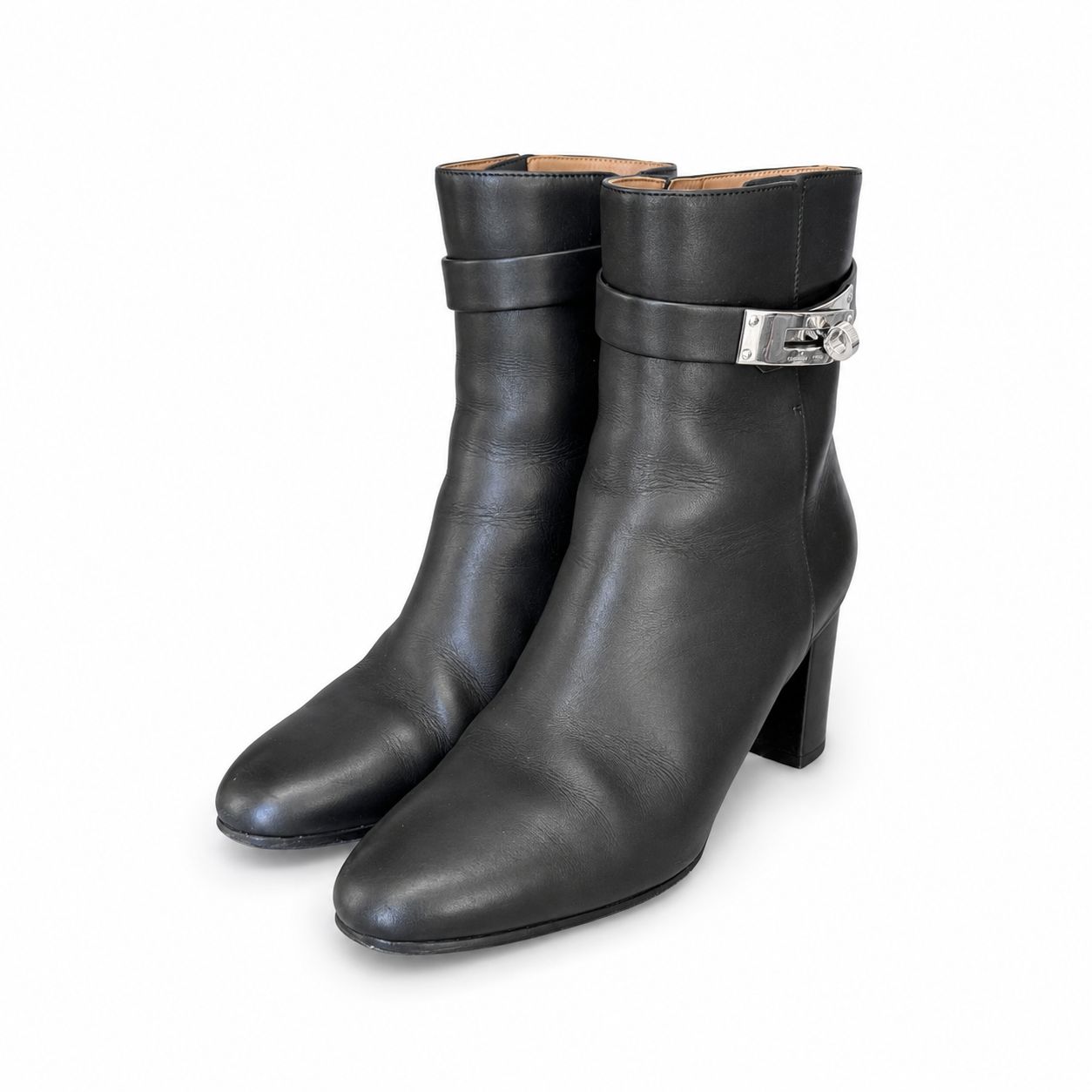 HERMÈS - BOOTS BLACK LEATHER SIZE 35 EU