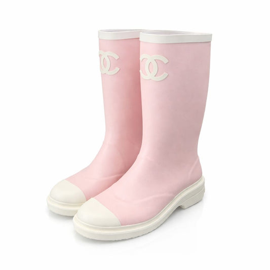 CHANEL - RAINING BOOTS PINK AND WHITE SIZE 38 FR