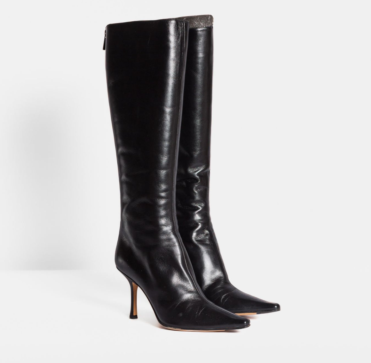 JIMMY CHOO - HIGH BOOTS BLACK LEATHER SIZE 37,5 EU