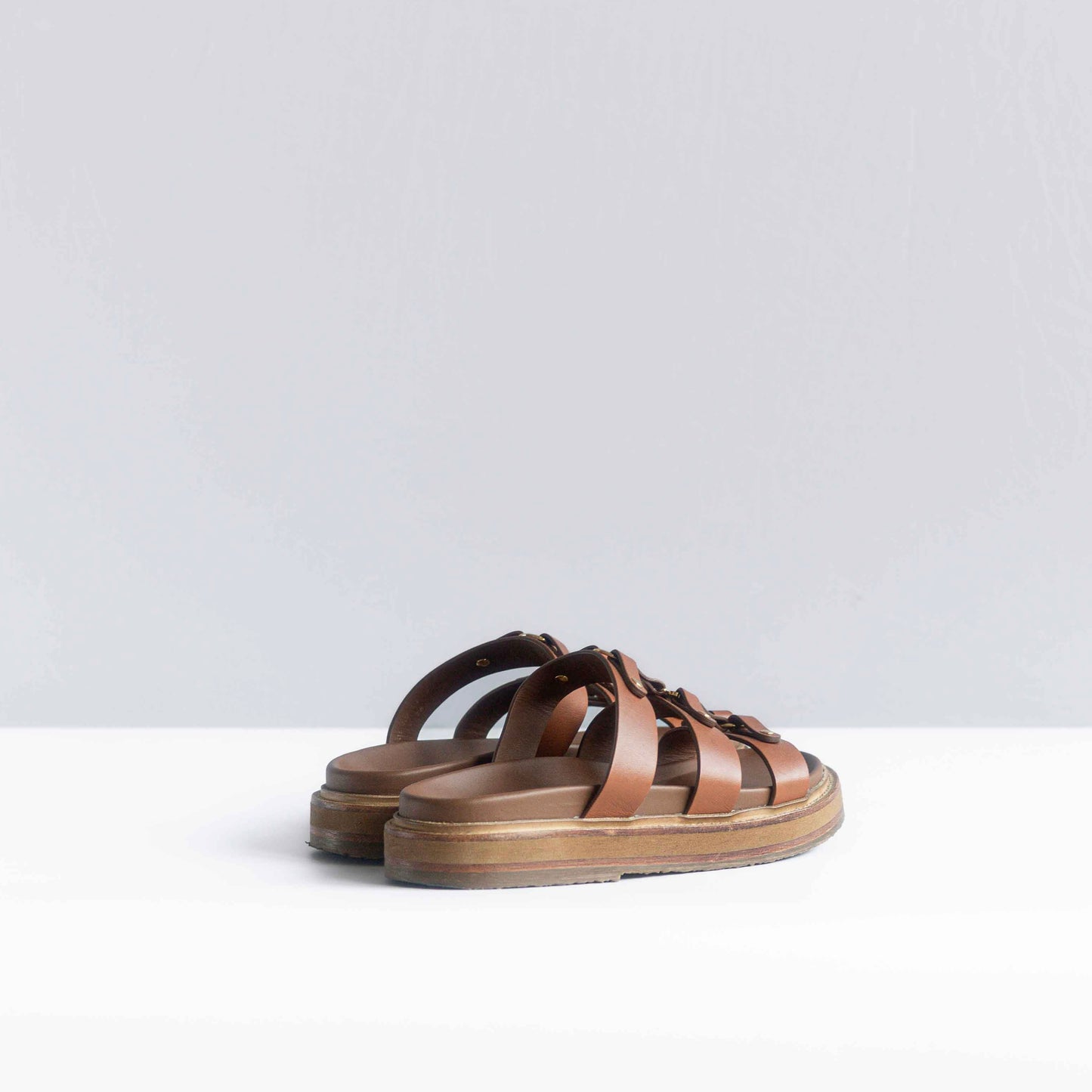 CÉLINE - SANDALS TIPPI LEATHER GOLD LOGO SIZE 38 EU