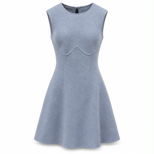 ERMANNO SCERVINO – DRESS IN LIGHT BLUE CASHMERE AND VIRGIN WOOL SIZE 38 IT