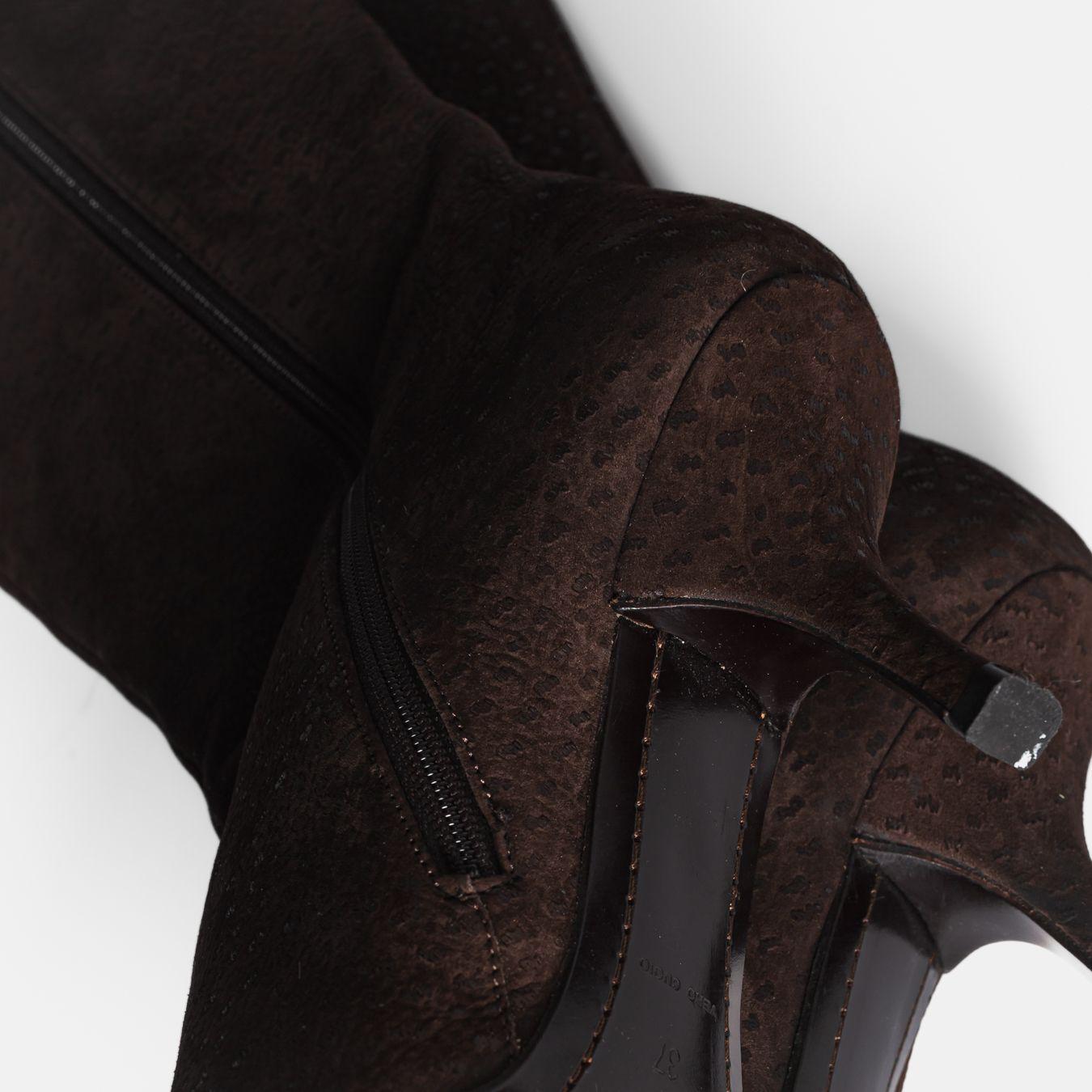 PRADA - HIGH BOOTS BROWN OSTRICH LEATHER SIZE 37 EU