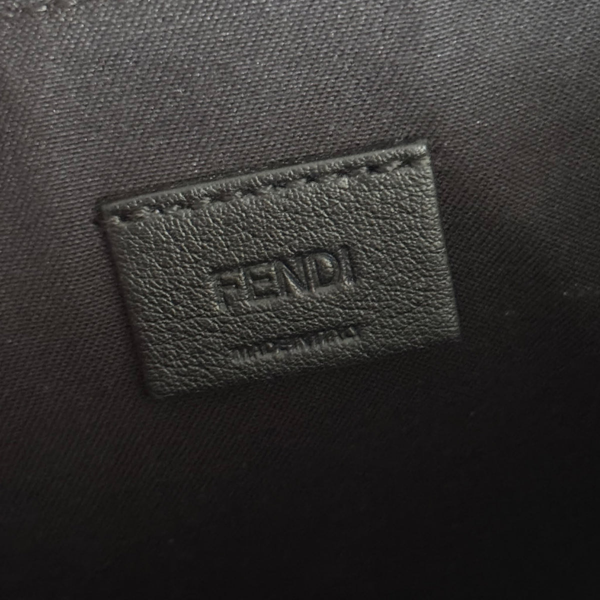 FENDI – CLUTCH BAG BUGS MONSTER BLACK TEXTURED LEATHER WITH STUDDED EYES & GOLD-TONE HARDWARE
