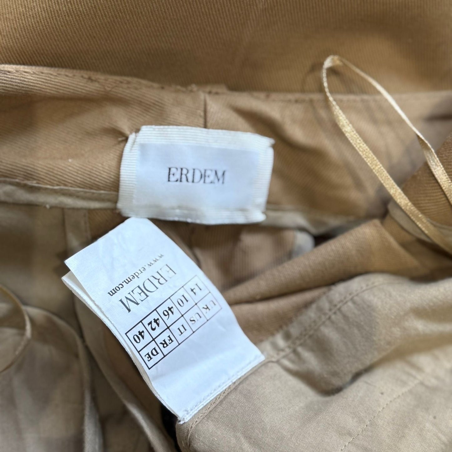 ERDEM - SET TRENCH & TROUSERS CAMEL EMBROIDERED SIZE 42 FR