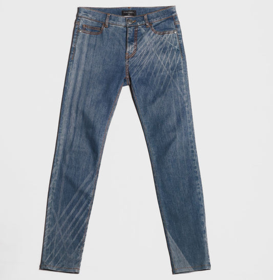 CHANEL - JEANS BLUE GRAPHIC SIZE 36 FR