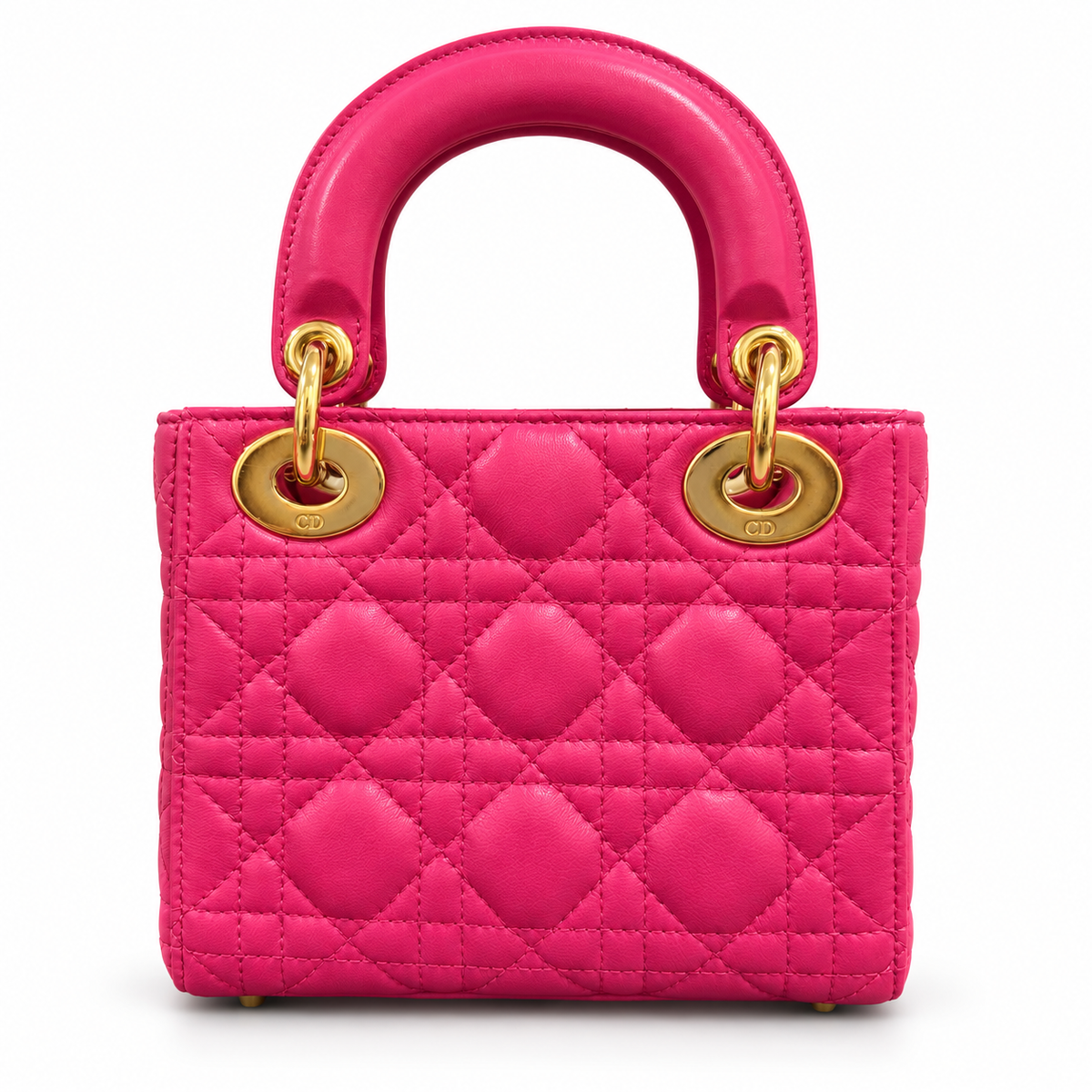 DIOR - *NEVER WORN* BAG MINI LADY DIOR PINK LAMBSKIN GOLD HARDWARE