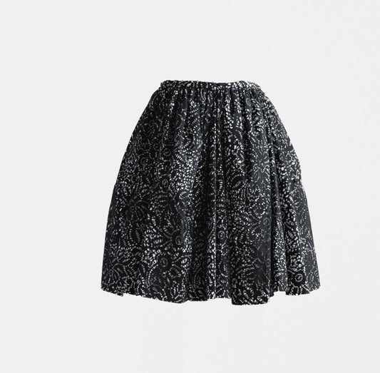 ALAÏA - SKIRT MINI LASER-CUT BLACK & WHITE SIZE 38 FR