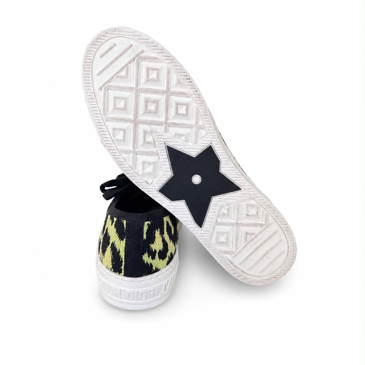 DIOR - SNEAKERS WALK’N’DIOR LEOPARD PRINT SNEAKERS IN BLACK & LIME SIZE 39 EU