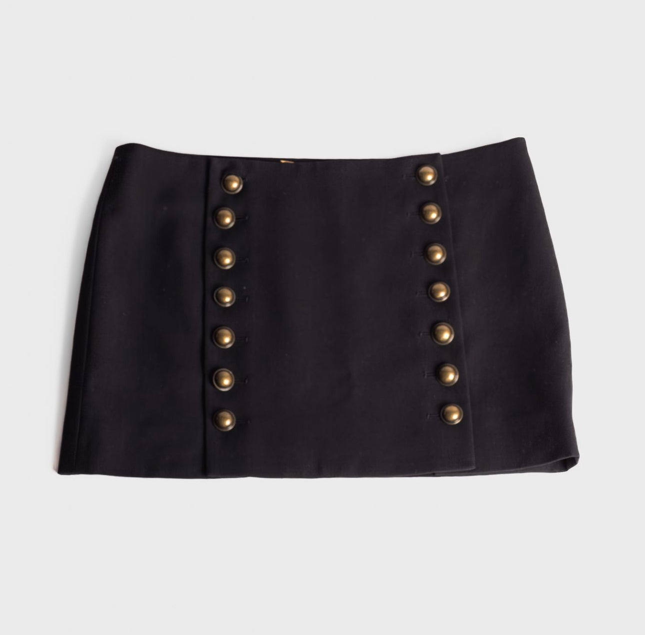 SAINT LAURENT - SKIRT MINI BLACK WOOL WITH BUTTONS SIZE 38 FR