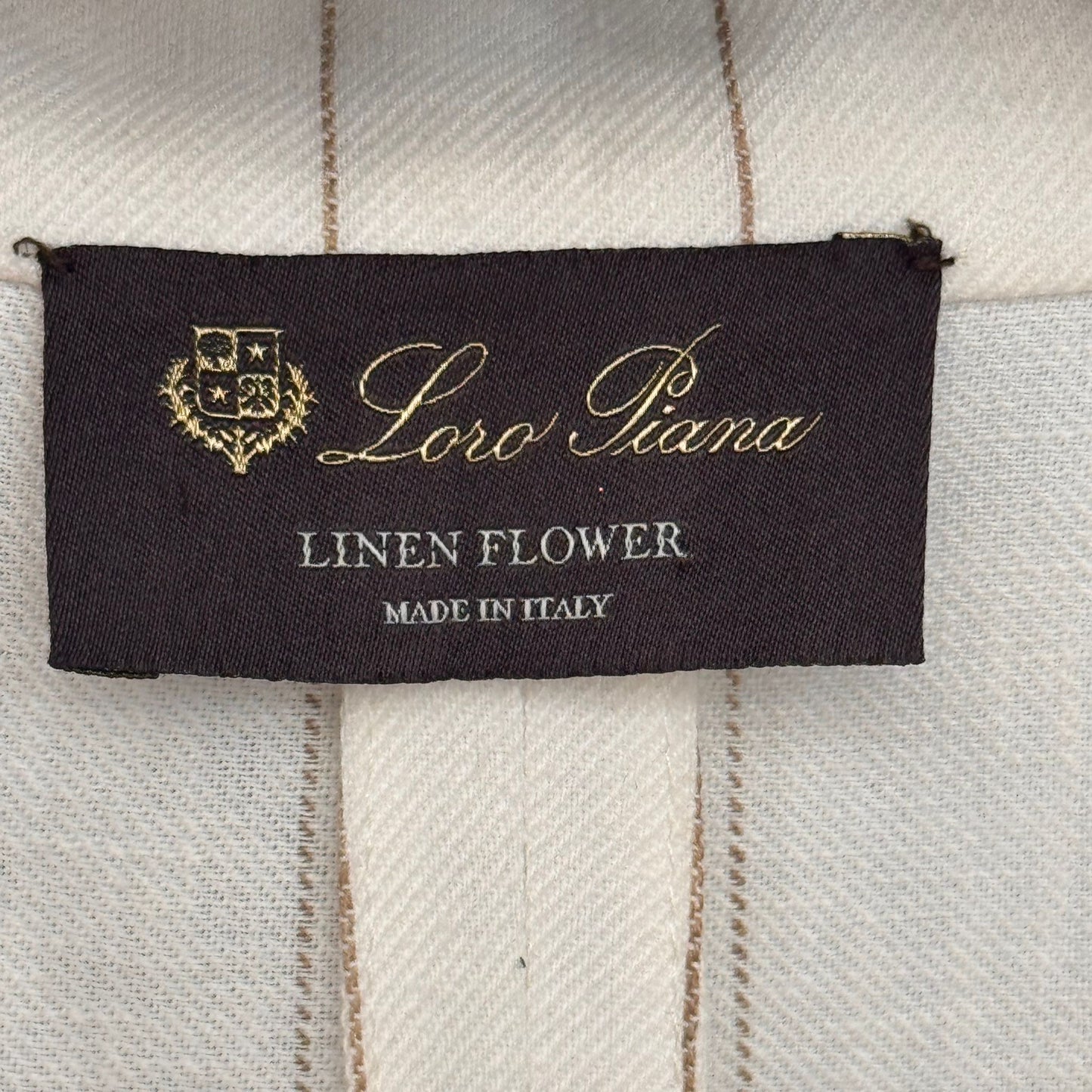 LORO PIANA - BLAZER LINEN STRIPED MILKY AND LIGHT BROWN WITH BELT SIZE 38 IT