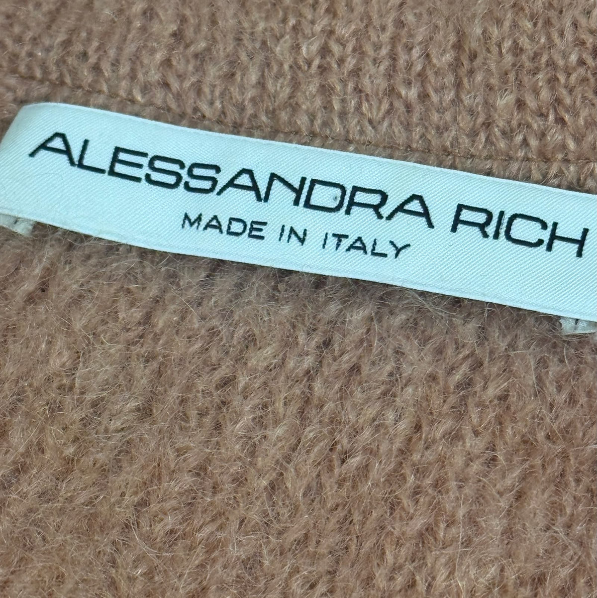 ALESSANDRA RICH - CARDIGAN CAMEL MOHAIR CROPPED WITH JEWEL BUTTONS SIZE 40 IT