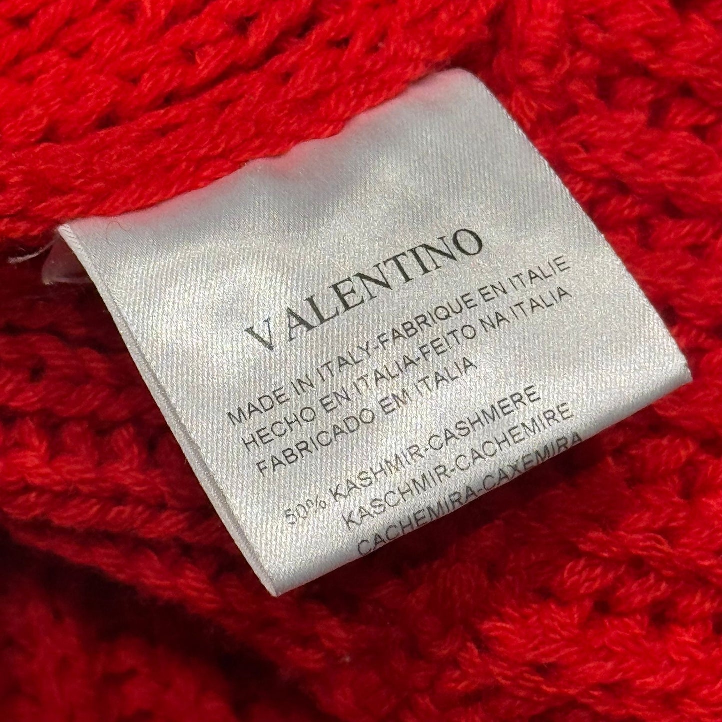 VALENTINO - CARDIGAN RED CROPPED CASHMERE BLEND SIZE M