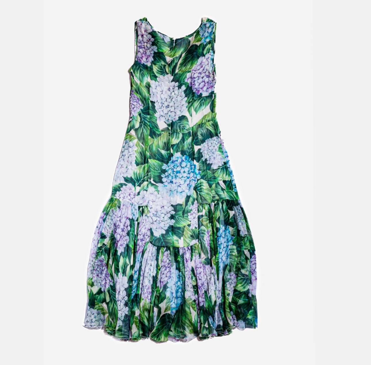 DOLCE & GABBANA - DRESS HYDRANGEA PRINT SILK CHIFFON SLEEVELESS SIZE 40 IT