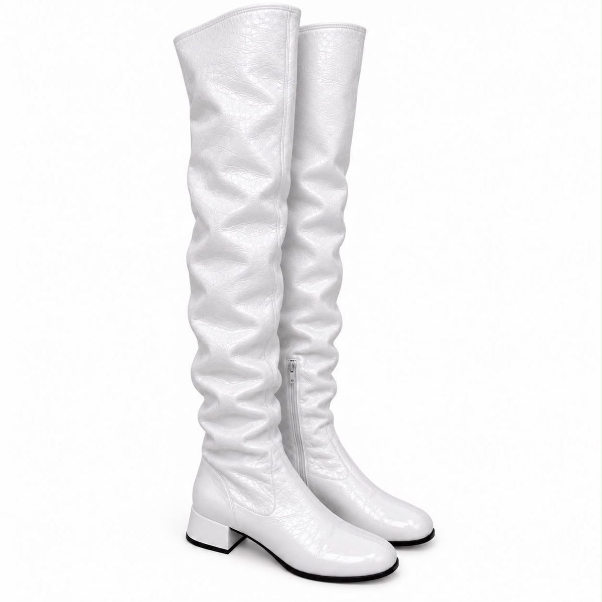 PRADA - HIGH BOOTS WHITE NAPLAK LEATHER SIZE 39 EU