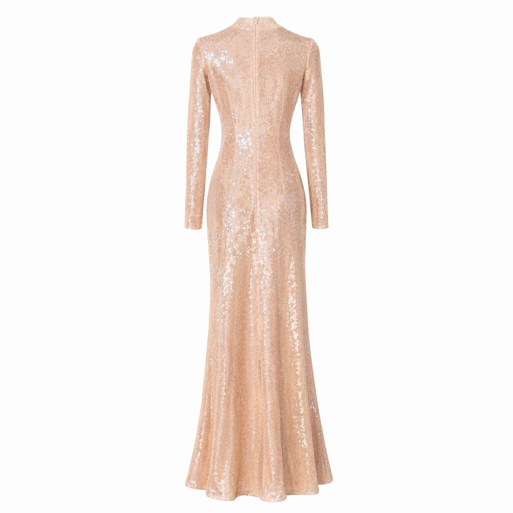 DAVID KOMA - DRESS LONG PINK SEQUINS SIZE 6