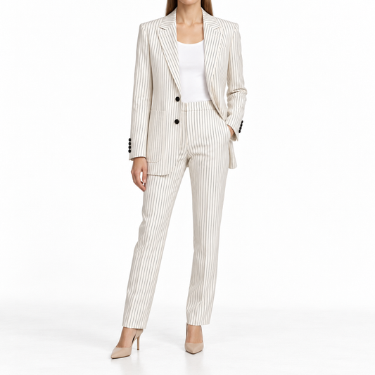 CELINE - SET BLAZER & TROUSERS WHITE/BLACK STRIPED SIZE 34/36 FR