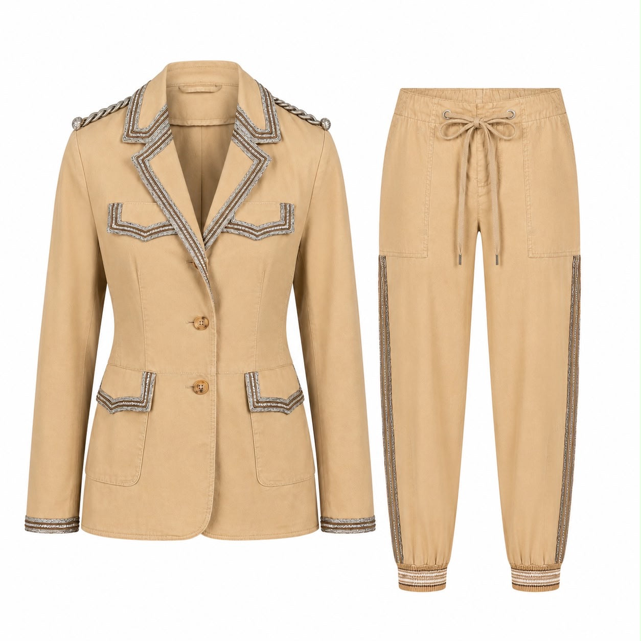 ERMANNO SCERVINO - BLAZER & TROUSERS SET SAND BEIGE SIZE 42 IT