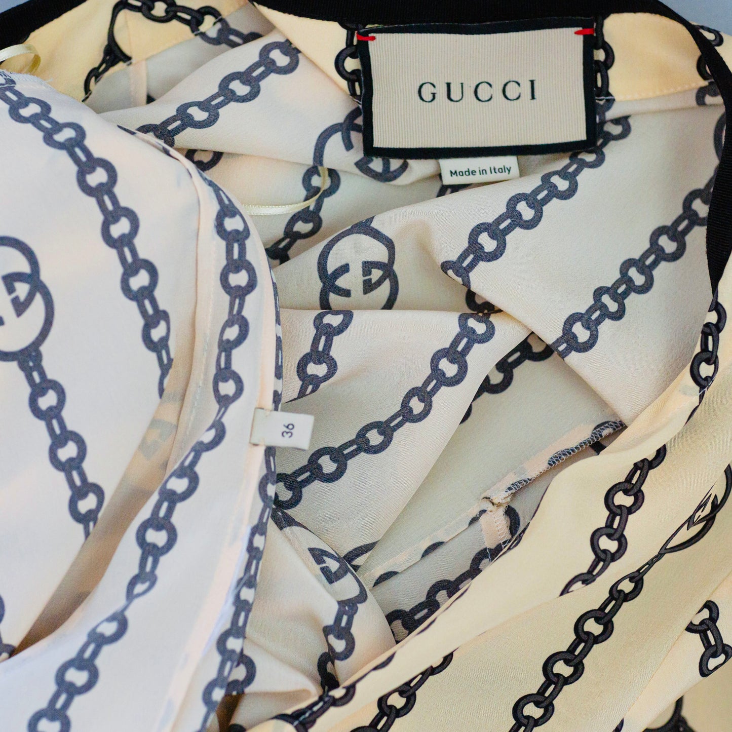 GUCCI - LONG DRESS LOGO SILK SIZE 36 FR