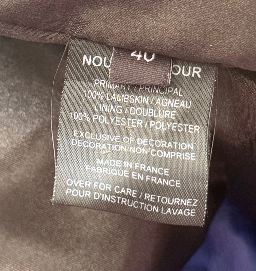 NOUR HAMMOUR - JACKET BIKER STUDDED ELECTRIC BLUE LEATHER SIZE 40 FR