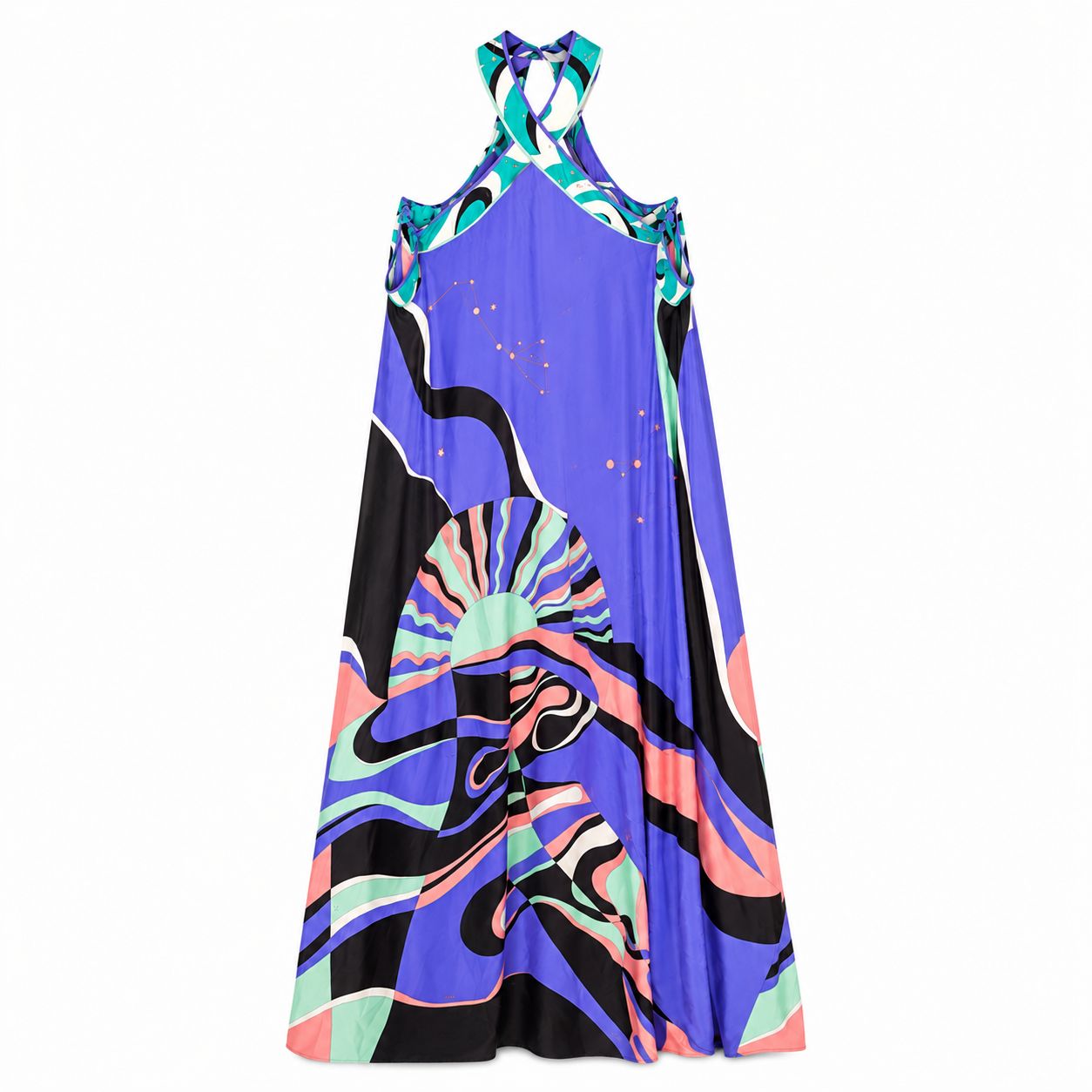 EMILIO PUCCI - MAXI DRESS SILK MULTICOLOR SIZE 42 FR