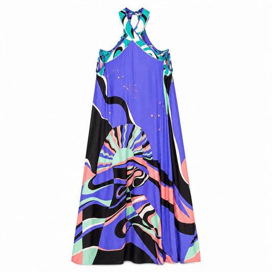 EMILIO PUCCI - MAXI DRESS SILK MULTICOLOR SIZE 42 FR