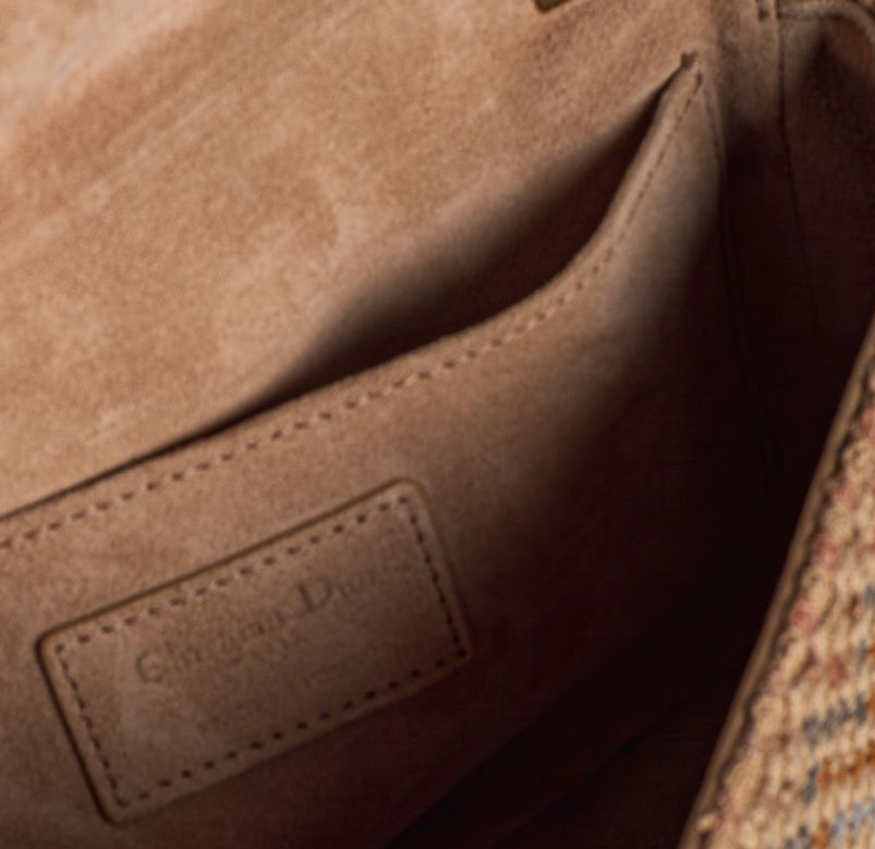 DIOR - BAG CARO IN BEIGE RAFFIA &  SUEDE