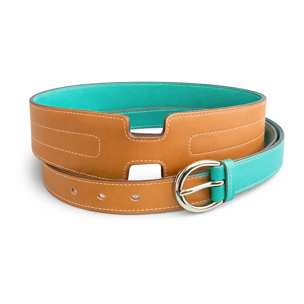 HERMÈS - H BELT TURQUOISE LEATHER 90 CM