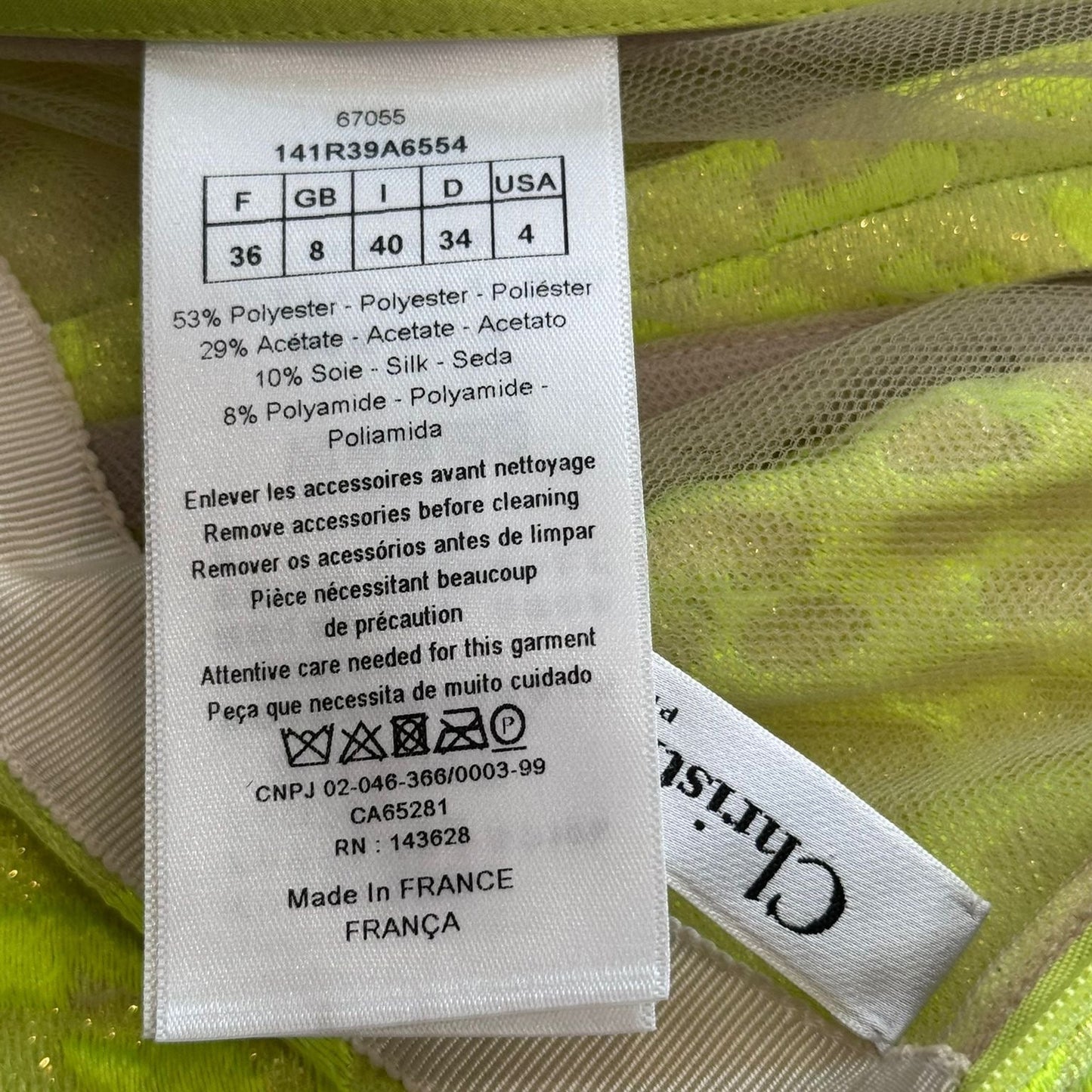 DIOR - DRESS COCKTAIL LEOPARD PRINT YELLOW SIZE 36 FR