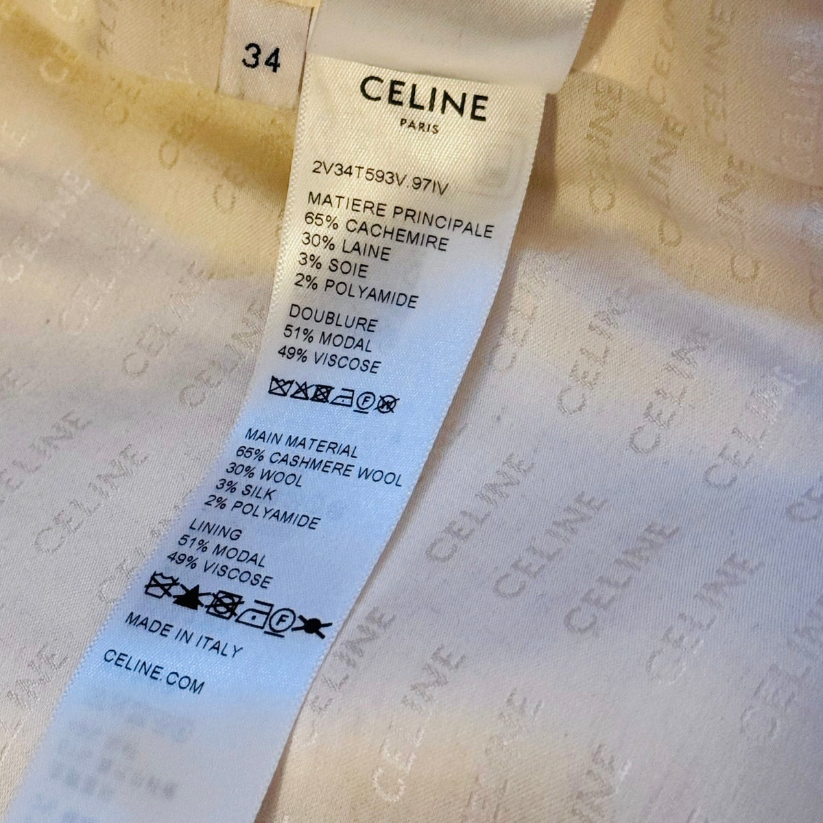 CELINE - JACKET TWEED CHELSEA IVORY WITH GOLD-TONE BUTTONS SIZE 34 FR