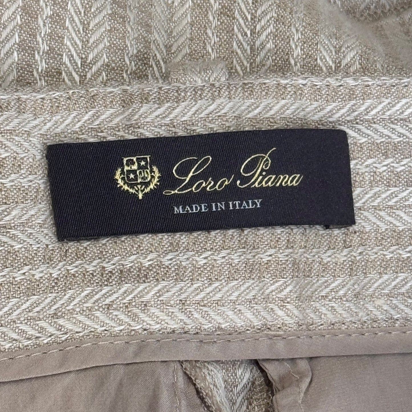 LORO PIANA - SHORTS STRIPED LINEN BEIGE LIGHT BROWN SIZE 38 FR
