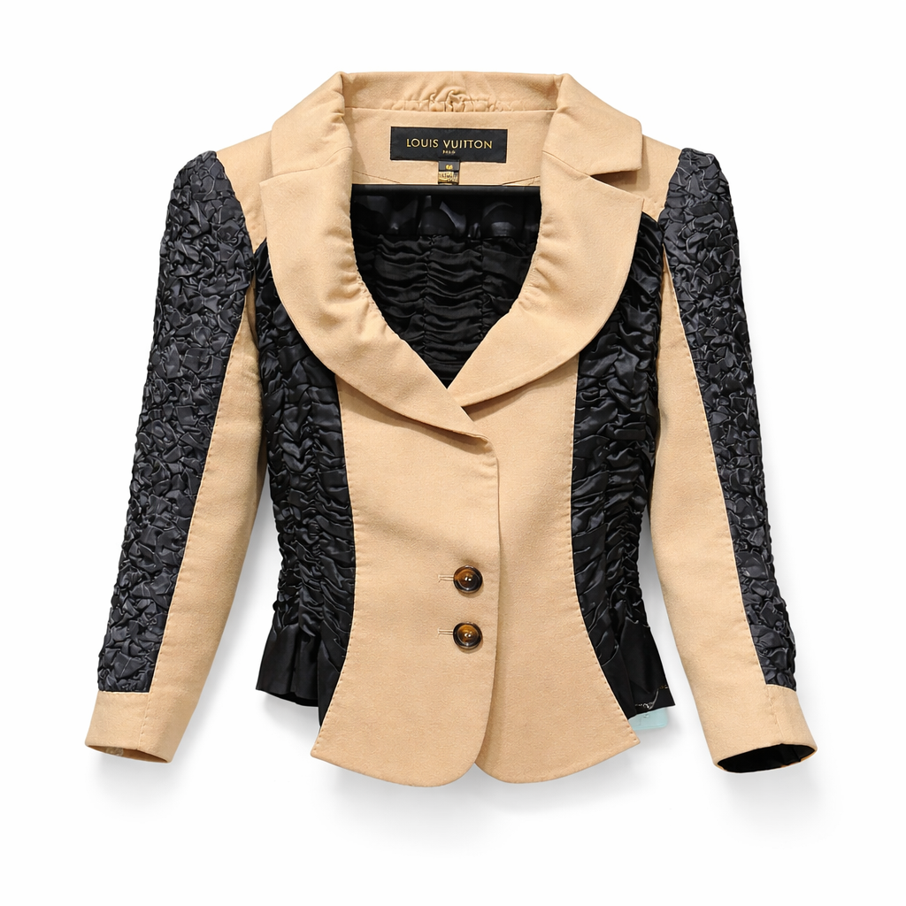 LOUIS VUITTON - JACKET BEIGE WOOL AND BLACK FR 40 FR