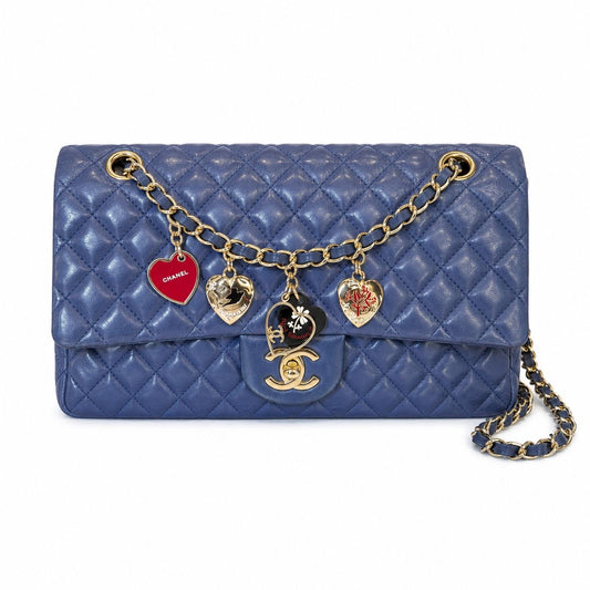 CHANEL - BAG TIMELESS SINGLE FLAP BLUE LAMBSKIN ST. VALENTINE EDITION