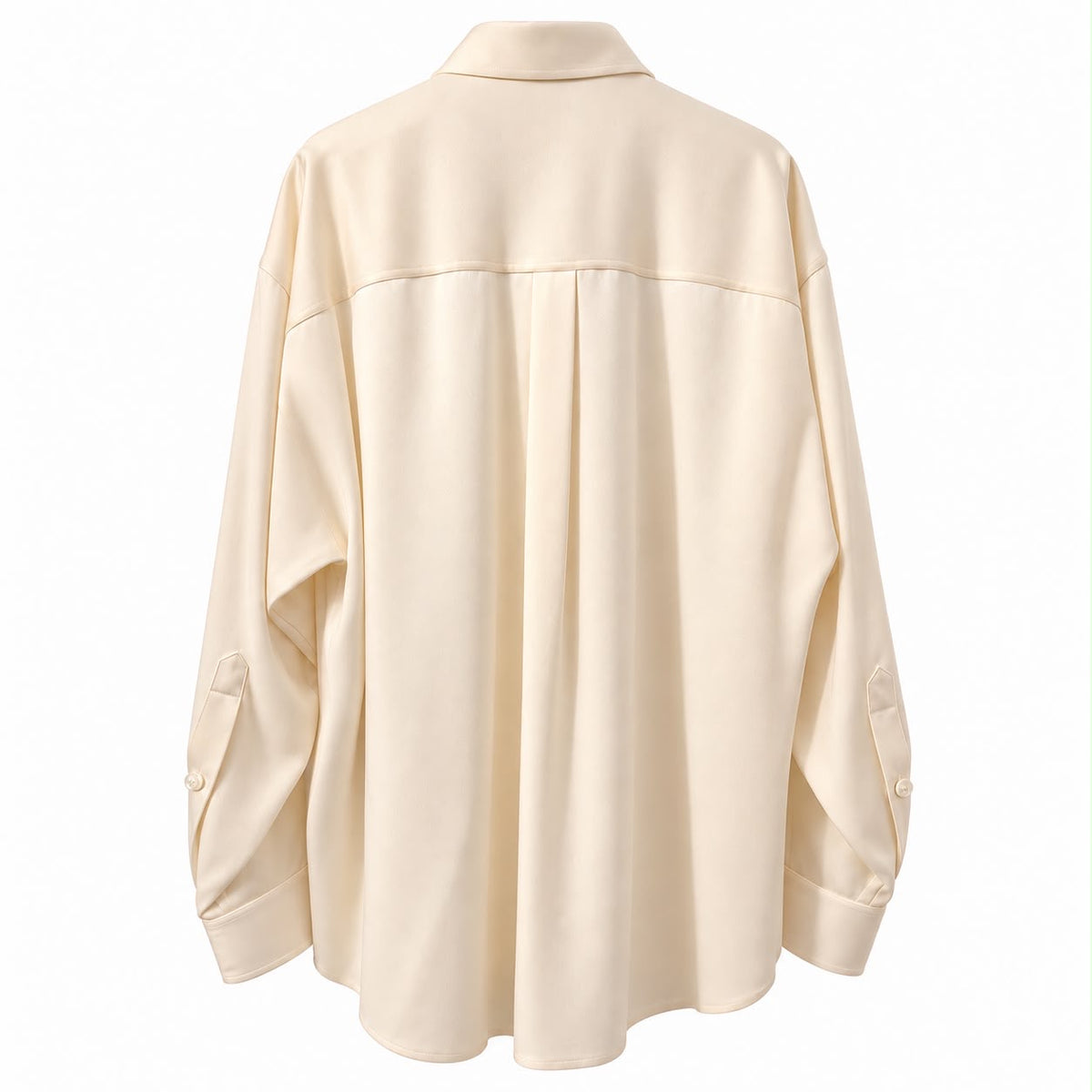 STELLA MCCARTNEY - *NEW WITH TAG* SHIRT SATIN BUTTERMILK OVERSIZED PEARL-BUTTON SIZE 40 IT