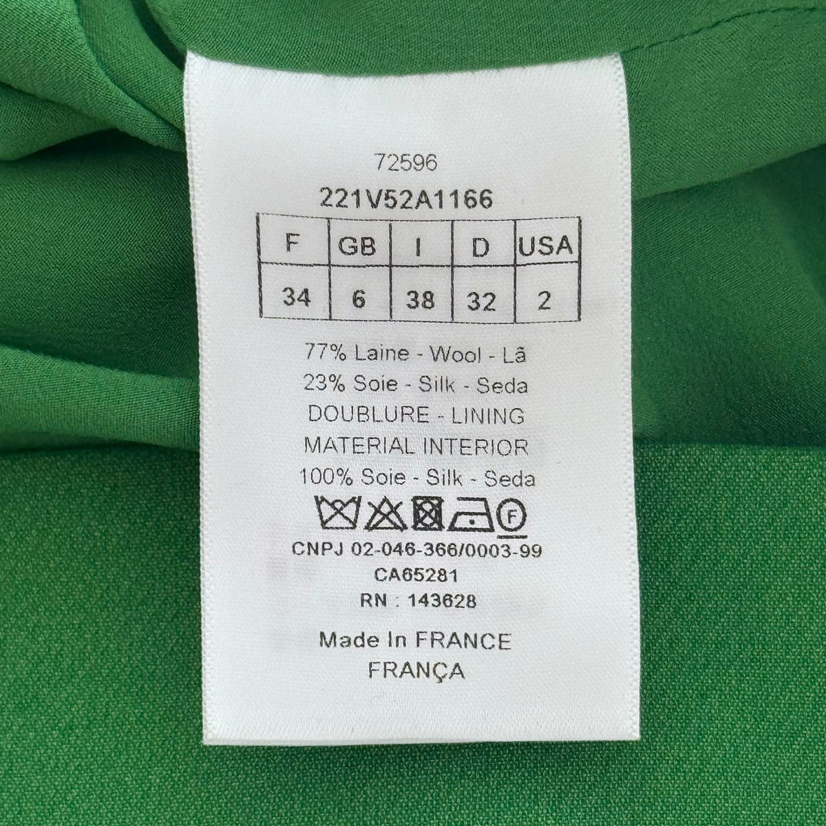DIOR - JACKET CROPPED EMERALD GREEN WOOL & SILK WITH BLACK BUTTONS SIZE 34 FR