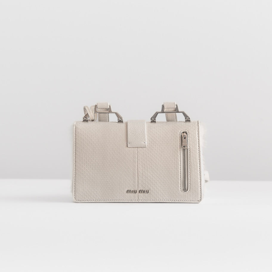 MIU MIU - *LIMITED EDITION* SHOULDER BAG WHITE PYTHON AND MINK FUR