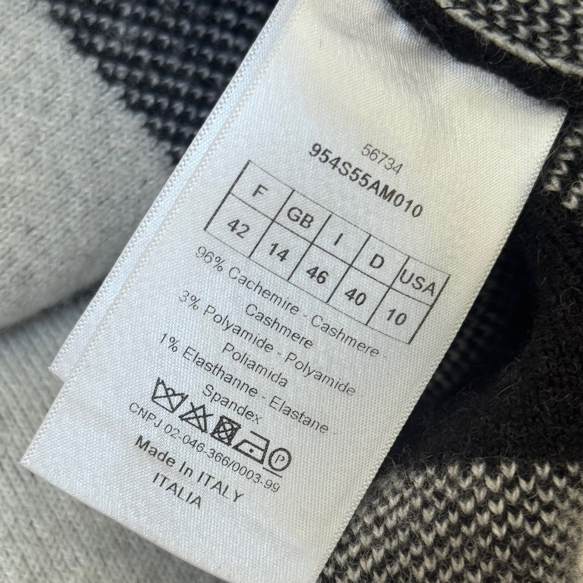DIOR - SWEATER CASHMERE J’ADIOR 8 BLACK & WHITE CHECK SIZE 42 FR