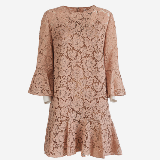 VALENTINO - DRESS MIDI LACE PINK SIZE 48 IT