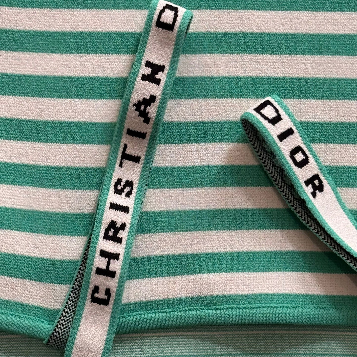 DIOR - BODYSUIT STRIPED WHITE & MINT GREEN WITH DIOR LOGO SIZE S